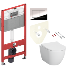 Комплект Унитаз подвесной VitrA Mia Round SmoothFlush 7510B003-0075 безободковый + Крышка 801-003-019 с микролифтом + Инсталляция TECE Now 9400412 4 в 1 с кнопкой смыва