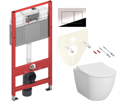 Комплект Унитаз подвесной VitrA Mia Round SmoothFlush 7510B003-0075 безободковый + Крышка 801-003-019 с микролифтом + Инсталляция TECE Now 9400412 4 в 1 с кнопкой смыва