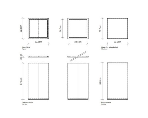 Decor Walther DW 215 Корзина для белья 32x32x58см, напольная, цвет: белый матовый. 0610950