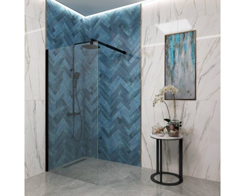 Душевая перегородка EvaGold EG6B 100х190, профиль черный матовый, стекло прозрачное