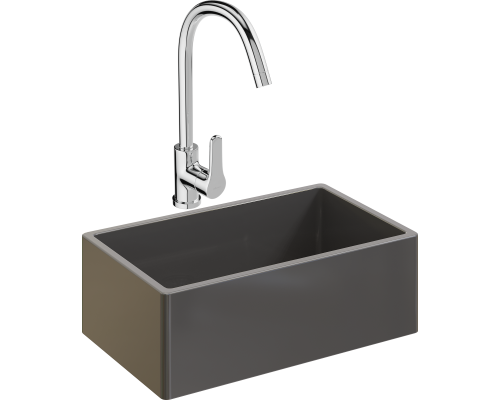Комплект Мойка кухонная Domaci Сиена 50276-112 антрацит + Смеситель Ливорно 33110-205/1CG-IG11