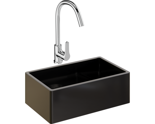 Комплект Мойка кухонная Domaci Сиена 50276-110 черная матовая + Смеситель Ливорно 33110-205/1CG-IG11