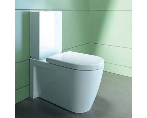 Duravit Starck 2 Унитаз моноблок приставной 72.5х37cм, слив универсальный, с креплением, с бачком на 4,5 л с механизмом слива хром, с сиденьем, цвет: белый. 2129090000,  0933000085