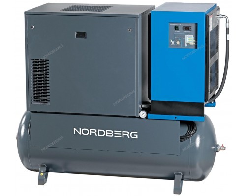 Компрессор винтовой, 11кВт, 10Бар, 1400л/мин, ресивер 500л, осушитель NORDBERG NCS500/1400-10D