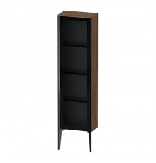 Duravit XViu Шкаф подвесной со стеклянной дверью 40x24x133см, 3 стеклянные полки (петли справа), цвет: walnut dark/черный матовый. XV971500000,  XV1365RB221