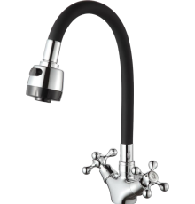 Смеситель для кухни D-lin D153810-1T с гибким изливом, черный