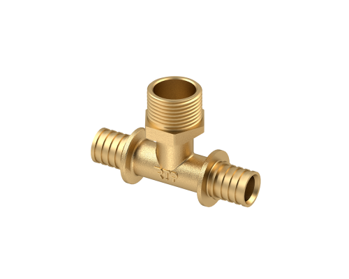 Тройник RTP аксиальный, латунь, наружная резьба,32х 1 желтый 29326