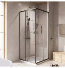 Душевой уголок Cezares Relax RELAX-304-A-2-100-C-GM 100x100, профиль оружейная сталь