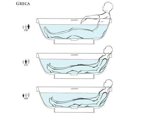 Salini Greca Ванна отдельностоящая 180х80х61см, донный клапан, сифон, интегр. слив-перелив, S-stone, цвет: белый матовый. 103121M