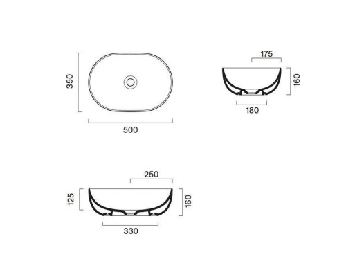 Catalano Sfera Раковина 50x35см накладная, без отв., цвет: белый матовый. 0522500021