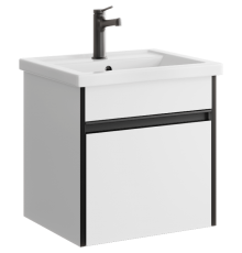 AQ URB0105W Urban Тумба под умывальник, подвесная, с одним ящиком, 468х460х400 мм, белый URB0105W