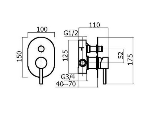 Plumberia Selection IXO Смеситель для душа, встраиваемый, на 2 выхода, цвет: хром. XO1001CR,  INT0036CR