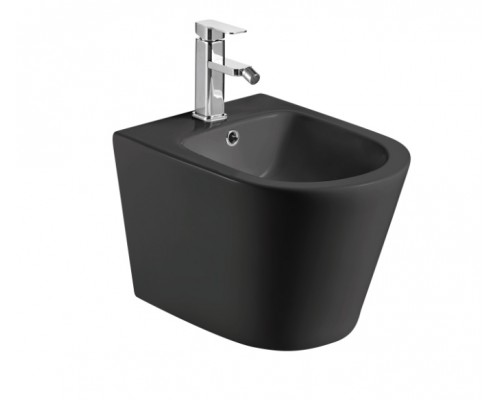 AQM2101MB Биде подвесное, цвет черный матовый, с отв под смеситель, с переливом 515x360x345мм AQM2101MB