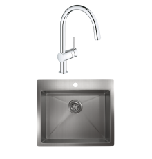 Комплект Мойка Granula 5951, сталь сатин + Смеситель Grohe Minta 3291800E хром