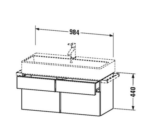 Duravit VA Тумба подвесная 98.4x43.1х44.1см., с раковиной, 1 выдв.ящик, цвет: American Walnut. VA650801313,  2350100071
