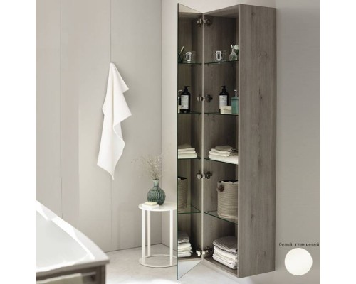 Burgbad Sys30 Шкаф 45х31х176cм, подвесной, 1 зеркальная дверь, 4 стеклянные полки, левый, цвет: белый глянцевый. HSGY045L461