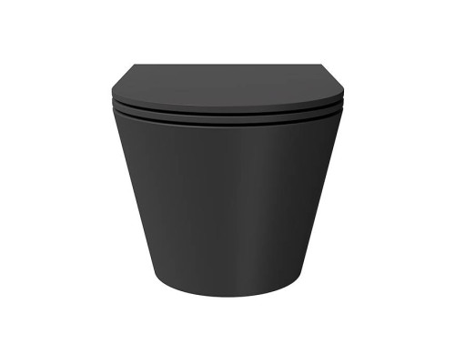 Alice Hide Round Унитаз 57х37см., подвесной, безободковый, с сиденьем и крышкой с микролифтом, с набором для крепления, цвет: чёрный матовый. 31170108SET