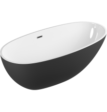 Акриловая ванна Grossman Fly GR-1104MB 170x75 см, отдельностоящая, черная, овальная, со сливом-переливом, с донным клапаном