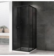 Душевой уголок Abber Schwarzer Diamant AG02100BDTH 100x100, профиль черный, стекло тонированное серое