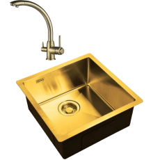 Комплект Мойка кухонная Zorg Light ZL R 440440 BRONZE + Смеситель Steel Hummer SH 699 BRONZE бронза