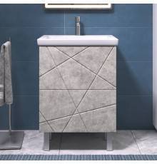 Тумба с раковиной Vigo Geometry 60, напольная, бетон, раковина Como 60