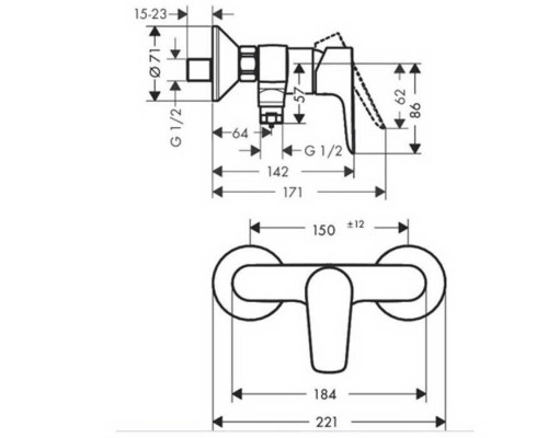 Hansgrohe Talis E, Смеситель для душа, Цвет: хром. 71760000 Hansgrohe Talis E, Смеситель для душа, Цвет: хром. 71760000