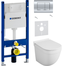 Комплект Унитаз подвесной Owl 1975 Eld TOWLT190101 безободковый + Шумоизоляция Geberit 156.050.00.1 + Инсталляция Duofix Delta 458.163.21.1 с кнопкой смыва, хром