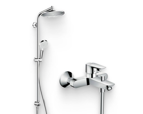Душевой комплект Смеситель Hansgrohe Talis E 71740000 + Стойка Crometta S 240 1jet Showerpipe Rеno 27270000 EcoSmart