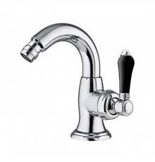 Nicolazzi Ceramica Nera Смеситель для биде, на 1 отв, с донным клапаном, излив: 132 мм, ручки черная керамика, цвет: хром. 3455CR76BC