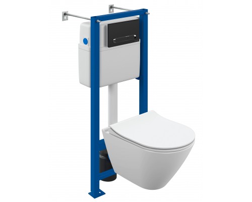 Система инсталляции для унитазов Cersanit City 68305 + инсталляция + кнопка смыва Estetica черная матовая