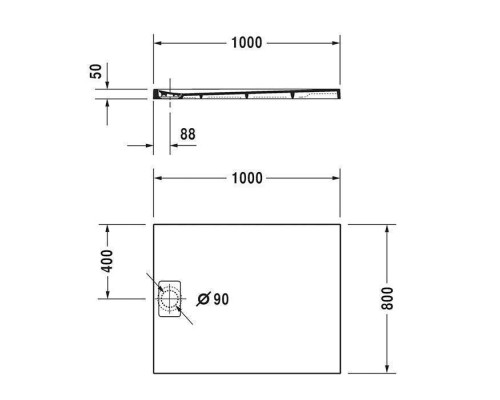 Duravit Stonetto Поддон для душа прямоугольный 100х80х5см., DuraSolidreg; Q, цвет: Антрацит. 720147680000000