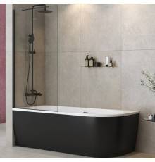 Шторка на ванну Cezares Liberta V-1-TB-90/155-C-NERO стекло прозрачное