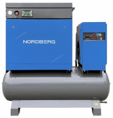 Компрессор винтовой, 15 кВт, 10 бар, 2150 л/мин, ресивер 410л, IP23, осушитель NORDBERG NCB20RD