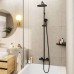 Hansgrohe Vernis Душевая система, настенная, с термостатическми смесителем, верхний душ 24см., и ручным душем, цвет: матовый черный. 26899670