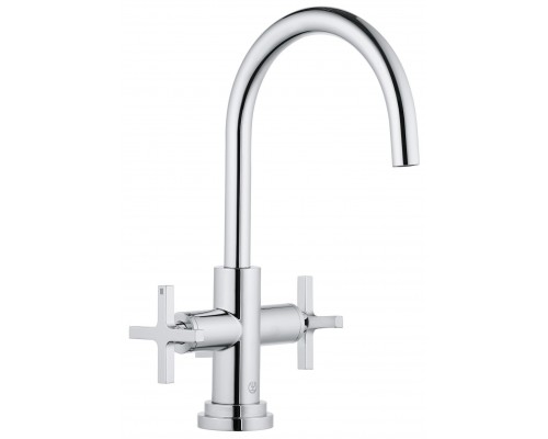 Kludi 20 118 0520 Nova Fonte Classic Смеситель для раковины 195 мм, со сливн. гарн., Керамика 90° 201180520