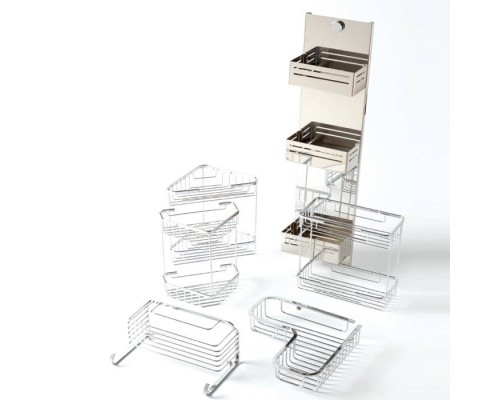 Bertocci Complementi Полка-решетка угловая для душа 20х25х20 см двойная, подвесной, цвет: хром. 104 0161 0000