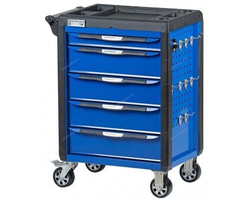 Тележка инструментальная, 5 выдвижных ящиков, с системой защиты от опрокидывания, синяя NORDBERG T5P
