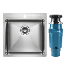 Комплект Мойка Paulmark Kroner PM215151-BS брашированная нержавеющая сталь + Измельчитель Intenso