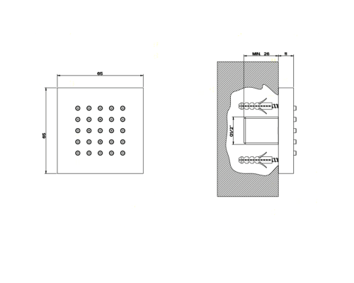 Gessi Rettangolo Боковая форсунка квадратная, цвет: золото. 32973#080