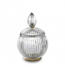 3SC ELEGANCE Баночка универсальная, D=12/h18 см, с крышкой, настольная, цвет: прозрачный хрусталь/золото 24к. . EL49ACRGD