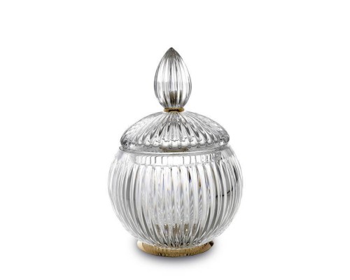 3SC ELEGANCE Баночка универсальная, D=12/h18 см, с крышкой, настольная, цвет: прозрачный хрусталь/золото 24к. . EL49ACRGD 3SC ELEGANCE Баночка универсальная, D=12/h18 см, с крышкой, настольная, цвет: прозрачный хрусталь/золото 24к. . EL49ACRGD