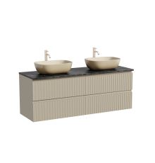 Тумба с раковиной Sancos Snob R 140, beige soft, столешница черный мрамор TT140A1X, раковина CN6009MC