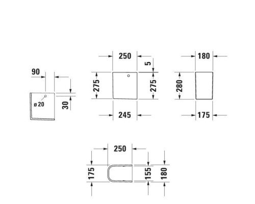 DURAVIT Happy D.2  Полупьедестал  21х31 см, для раковины 070950, цвет: белый.. 0858320000