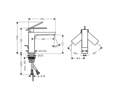 Hansgrohe Tecturis E Смеситель для раковины, 1 отв., с донным клапаном, цвет: черный матовый. 73010670