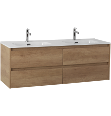Тумба с раковиной BelBagno Kraft 140 4 ящика, для двоих, rovere nebrasca nature