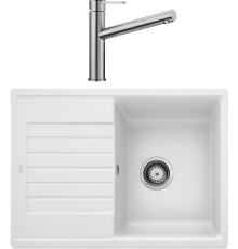 Комплект Мойка кухонная Blanco Zia 45 S Compact 524725 белая + Смеситель Ambis Ambis 523118