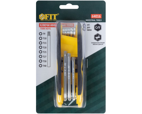 Ключи TORX CrV 8 шт. (T9-T40) складные FIT 64016