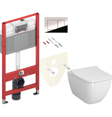 Комплект Унитаз подвесной VitrA Shift 7742B003-0075 белая глянцевая + Крышка Integra Square 810-003-009 быстросъемная, с микролифтом + Инсталляция TECE Now 9400412 4 в 1 с кнопкой смыва