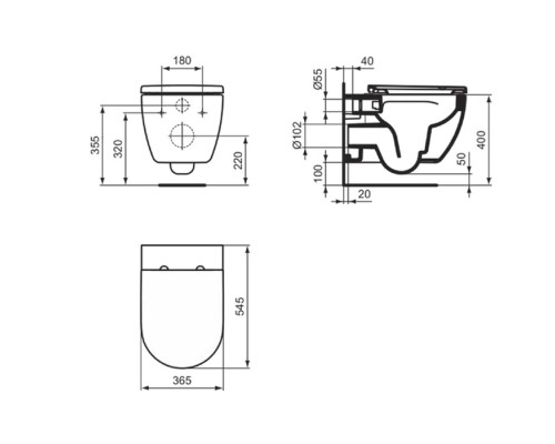 Ideal Standard Ellisse Унитаз подвесной, безободковый, с сиденьем, цвет: белый. T569201 Ideal Standard Ellisse Унитаз подвесной, безободковый, с сиденьем, цвет: белый. T569201