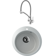 Комплект Мойка кухонная Ulgran U-405 -310 серая + Смеситель Lemark Comfort LM3071C-Gray с гибким изливом, хром, серый